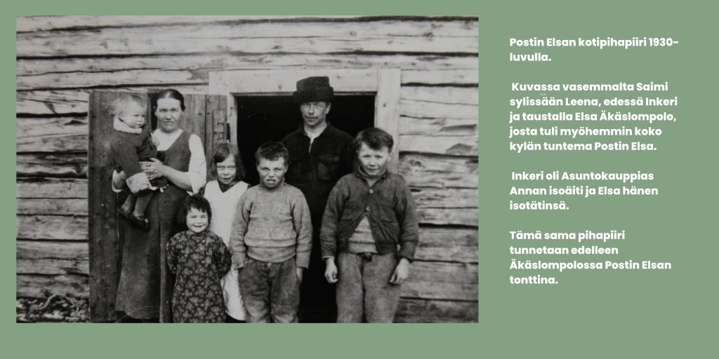 Postin Elsan kotipihapiiri 1930-luvulla.